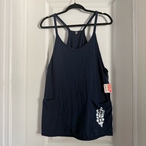 NWT Free People Hot Shots Dress with Logo- Navy (Small)